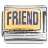 T3035 Friend Blue Color on Gold Italian Charm.