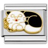 T345bk Cat in Black and White Italian Charm