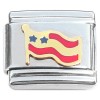 T384 Stars and Stripes Flag Waving Gold Italian Charm