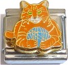 CT9290 Orange Cat with Yarn Italian Charm