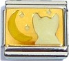 CT9373 Cat Moon on Gold Italian Charm