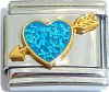 CT6512 Teal Heart with Arrow Italian Charm