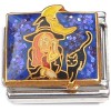 CT9873 Witch Black Cat Moon Italian Charm