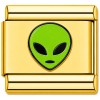 TG2015 Alien Head Green Face Gold Value Italian Charm
