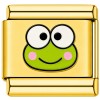 TG2020 Green Smiling Frog Face Gold Value Italian Charm