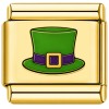 TG2028 Irish Lucky Green Hat Gold Value Italian Charm