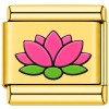 TG2037 Pink Lotus Flower Gold Value Italian Charm