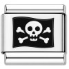 TV1067 Skull Bones Pirate Flag Value Italian Charm