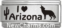 SS748 I Love Arizona Superlink Laser Italian Charm