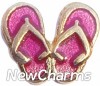 H1026g Flip Flops Gold Trim Floating Locket Charm