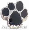 H1046 Black Paw On Silver Floating Locket Charm