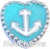 H6117 Big Anchor On Heart Floating Locket Charm