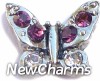 H9074-12 Butterfly With Purple Stones Floating Locket Charm 
