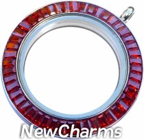 SS61 Large Round Magetic Locket Amber Trapezoid CZs