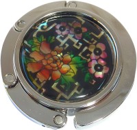 PH8113 Flowers and Design on Black Foldable Purse Hanger