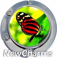 DEEP ORANGE BUTTERFLY PHOTO PURSE HANGER