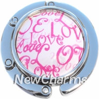 PH9040 Love Pink on White Foldable Purse Hanger