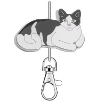 KK2290black Black White Cat Sitting Purse Key Chain