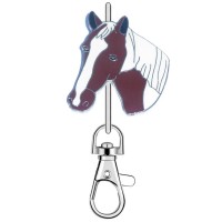 KK2291brown Horse Head Brown White Purse Key Chain