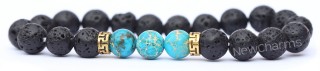 RB003 Lava Rock Bracelet with Aqua