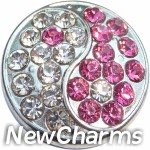 GS617 Yin Yang Pink and Clear Snap Charm