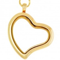 AG92 Gold Curvy Heart Locket with Jumpring and Necklace