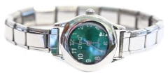 WW101violet Violet Round Italian Charm Watch Silver Color Band