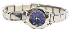 WW101lavender Lavender Round Italian Charm Watch Silver Band
