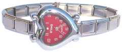WW420red Red Curvy Heart Italian Charm Watch