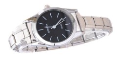 WW616 Black Round Watch Lines Italian Charm Bracelet