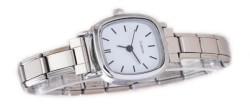 WW622 White Squircle Watch Lines Italian Charm Bracelet