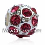 Pink Stones European Bead