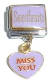 CT1487purple Miss You Dangle Purple Italian Charm