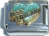 Best Friend on Teal Heart (black letters)