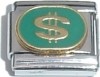 CT3577 Dollar Sign on Green Italian Charm