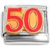CT3622 Number 50 Fifty Red Italian Charm
