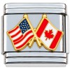 CT3874 Flag of US and Canada Italian Charm