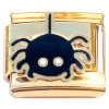 CT4628 Black Spider Gold Base Italian Charm.