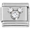 T668 Mouse Ears Silver Trim Italian Charm
