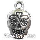 JT115 Silver Sugar Skull ORing Charm