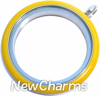 EY10 Yellow Enamel Stainless Steel Big Round Locket