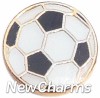 H1024g Soccer Ball Gold Trim Floating Locket Charm