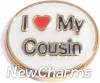 H1331 I Love My Cousin Gold Trim Floating Locket Charm