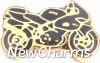 H1465black Black Motorcycle Floating Locket Charm
