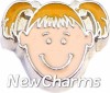 H7890 Blonde Pigtail Girl Floating Locket Charm