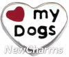 H8125 Love My Dogs Silver Heart Floating Locket Charm