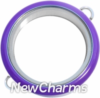 IEV10 Violet Enamel Twist Stainless Steel Inline Big Round Loose Floating Locket