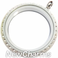 YW11 White CZ Acrylic Big Round Locket